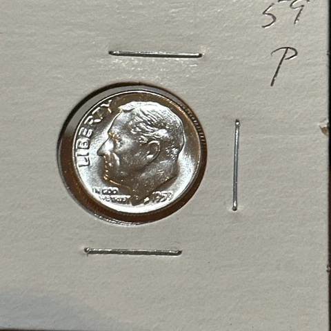 1959 P Silver Roosevelt Dime BU Free Shipping Cover