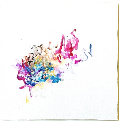 Pintura Abstracta 20" Color Femenino Mediados de Siglo Moderna Decoración del Hogar Arte Rosa Azul Foto 1 de 3