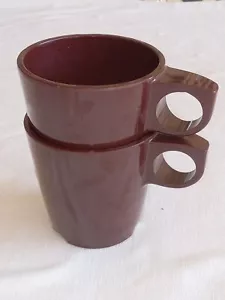 Juego De 2 Tazas De Café De Colección GPL Mistral Melmac Camping Melamina CANADÁ Marrón - Imagen 1 de 9