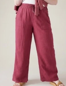 NWT ATHLETA Women’s RETREAT LINEN WIDE LEG Pants HIGH RISE PLUS SIZE sz 18 - Picture 1 of 9
