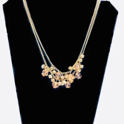 Collar Vera Wang Tono Dorado Cristales Color Melocotón Gota Cuelga 16 In Elegante Foto 1 de 4