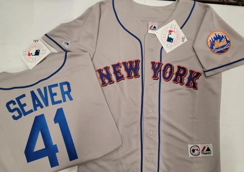 30316 Majestic NEW YORK METS Seaver Lindor Alonso Sewn Baseball JERSEY GRAY NWT Cover