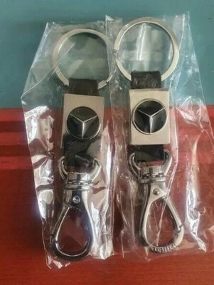 Porte clé Mercedes mousqueton vraie cuir  neuf sous blister Lot de Deux - Photo 1/2