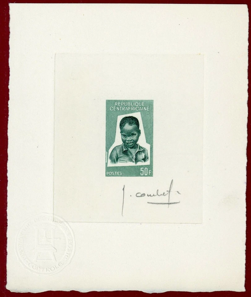 Central Africa 1964 #38, Artist Signed Die Proof, Boy, Child - Image 1 of 1