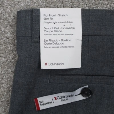 Calvin Klein Pants NWT Womens 20 Gray Slim Fit Flat Front Stretch Suit Separate - Image 1 of 4