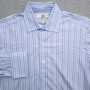 Harvie & Hudson Dress Shirt Mens 15.5 35 Slim Fit French Cuff Blue Stripe - Picture 1 of 9