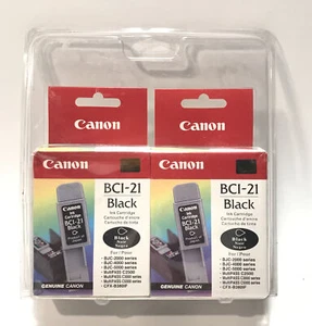 NEW Canon BCI-21 Black Ink Print Cartridge Genuine Canon Twin Pack 2x Cartridges - Picture 1 of 4