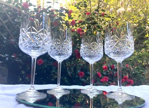 Set 4 Vintage Edinburgh Crystal BERKELEY Wine Glasses 7"h (unsigned) vgc - Picture 1 of 9