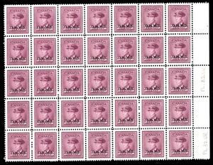1949 - #O3 MNH Block of 35 / O.H.M.S. Canada King George VI War Issue cv$157.50 - Picture 1 of 1
