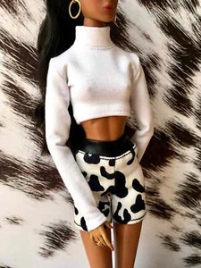 Bouutique kuscheliges dünnes Langarm Rollkragen bauchfreies Oberteil für NuFace/FR Puppe 12,5 Zoll - Bild 1 von 30