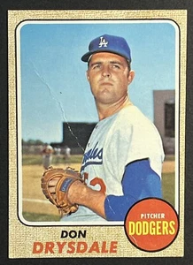 1968 Topps Don Drysdale #145 PR-FR Crease Los Angeles Dodgers HOF - Picture 1 of 4