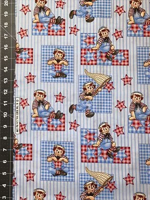 Raggedy Andy Blue SPX Cotton Fabric 1/2 Yard (18” By 44”) - Image 1 of 3