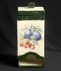 Soporte de palo de cerámica independiente pintado a mano con motivo de fruta tapa con perillas - Imagen 1 de 6