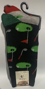 Panama Jack Men's Golf Crew Socks (SIZE 8 -12) Novelty 2pk Flag-hole Design New - Picture 1 of 4