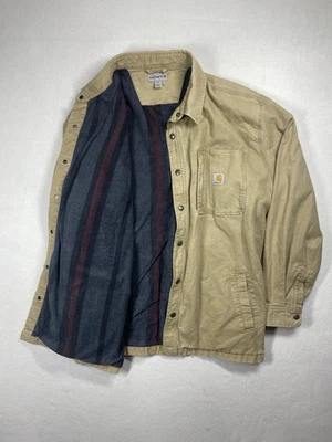 Chaqueta Carhartt Para Hombre 2XL Caqui Resistente Flexible Forrada de Vellón Lona Prendas de Trabajo a Presión Foto 1 de 4