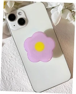 Cartoon Flower Mobile Phone Grip, Simple Solid Color Mobile Phone Holder, Lilac - Picture 1 of 8