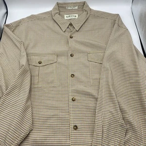 Camisa Orvis Manga Larga a Cuadros RN#70534 XL Beige Amarillo Botón Extra Grande - Imagen 1 de 8