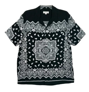 Pacsun Button Up Hemd Kurzarm Herren M schwarz Paisley Bandana Print - Bild 1 von 11