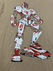 Nike Air Max Tee Shirt Men Size M Transformer Shoe Box Brown Robot Beige/Red - Picture 1 of 11