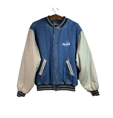 VINTAGE 90s Mens Gear For Sports Denim Jean Bomber Snap Jacket Harrah’s Vegas XL - Image 1 of 4