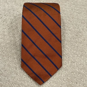 Brooks Brothers Krawatte Seide Burnt Orange Navy Blau Gestreift Repp USA - Bild 1 von 6