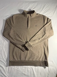 Travis Mathew 1/4 Zip Pullover Men's Large Light Brown Long Sleeve Fleece Lined - Picture 1 of 9