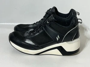 Skechers Million Air Lace Up Wedge Sneakers Hotter Air Black White Silver 8.5 - Picture 1 of 10