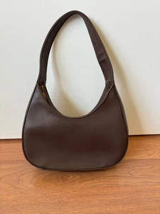 Brandy Melville Faux Leather Zip Bag Purse Brown Small - Picture 1 of 15