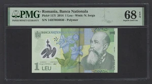 Romania - One Leu 2014 P117i Uncirculated Graded 68 - Picture 1 of 2