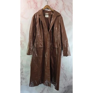 Avec Les Filles Jacke Damen 3X Braun Kunstleder Vegan Lackleder Alligator Kroko - Bild 1 von 12