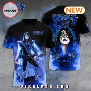 RIP! Kisses Band Ace Frehley Signatures 3D Full Size Shirt Unisex AOP Rare Tee - Picture 1 of 5