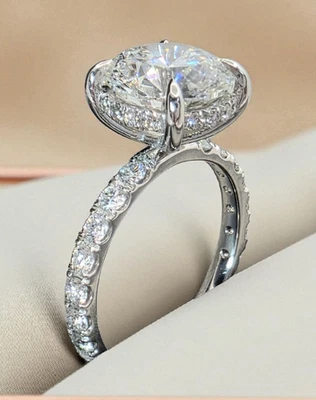 3.60 Ct D VS1 Round Lab Grown 14k White Diamond Engagement Ring IGI Certified - Image 1 of 4