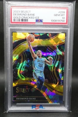 2023 PANINI SELECT Gold Cracked Ice Prizm #239 Desmond Bane 5/10 -- PSA 10 RARE - Image 1 of 2