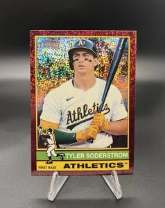 2025 Topps Heritage Chrome Burgundy Sparkle Refractor Tyler Soderstrom Athletics - Picture 1 of 2