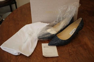 JIMMY CHOO Crackly Blue Glitter AZA spitz zulaufende Schuhe klassisch 37,5 7 - Bild 1 von 9