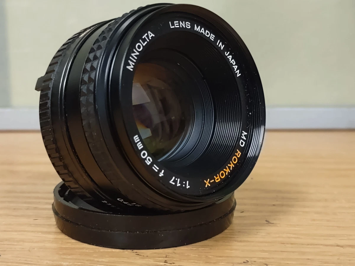 Minolta MD Camera Lenses 50mm Focal f/1.7 Maximum Aperture for