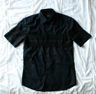 Givenchy SS15 Collection Black Striped Paneled Black Button-Down Shirt 15 1/2 - Image 1 of 4