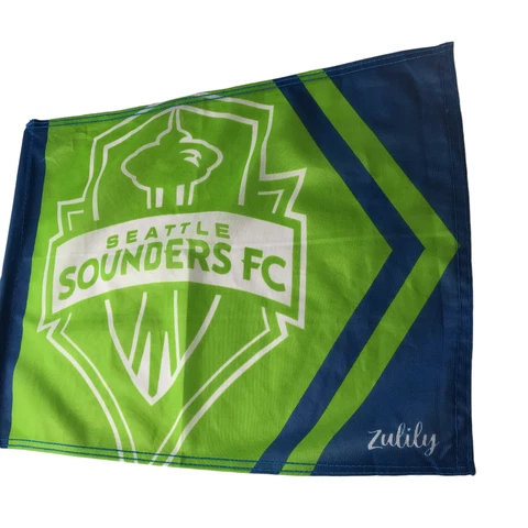 Seattle Sounders Flag with Handle. Green Blue Cover