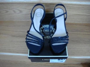 Glamorous Black Glitter I.Miller sz 7M Women's Nalda Heeled Sandals Formal Heels - Picture 1 of 11