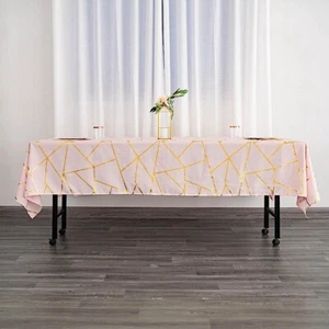BLUSH GOLD 60"x102" Polyester Rectangle TABLECLOTH GEOMETRIC PATTERN Party - Picture 1 of 8