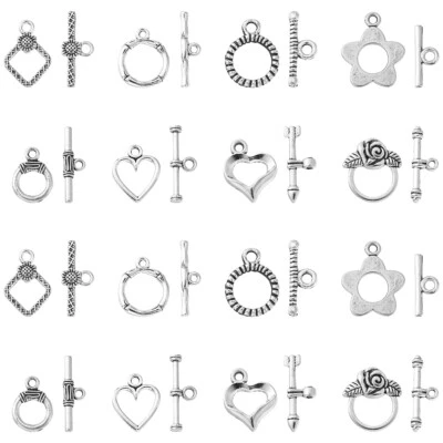 80pcs Tibetan Style Toggle Clasps OT End Clasp Closure Silver for Jewelry Making - Image 1 of 4