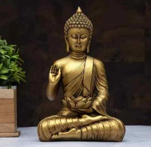 NEW SITTING BUDDHA STATUE IDOL HOME DECOR GIFT - Picture 1 of 4