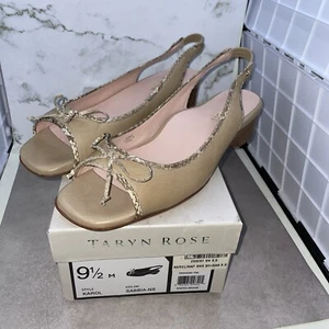 Taryn Rose Karol Womens Shoes 9.5 M Nappa Snake Sling back Beige New - Picture 1 of 5