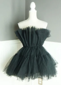 NEU Kikiriki M Tüll Balletcore Minikleid schwarz Ballerina Goth formell Abschlussball Neu mit Etikett - Bild 1 von 5