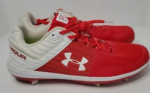 Botines de béisbol de metal Under Armour para hombre talla 12 blancos + rojos NUEVOS UA - Imagen 1 de 13