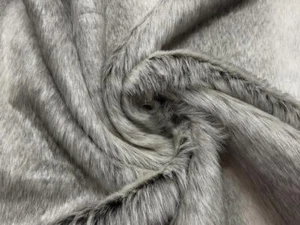 Super Lujo Tela De Piel Sintética Material De Pelo Largo Gris Ombre - Imagen 1 de 5