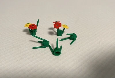LEGO Part 3742 Plant Flower Small - Red Yellow Vintage - Image 1 of 2