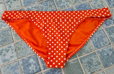 NUEVO SIN ETIQUETAS Antiguo Azul Marino Naranja Blanco Polkadot Bikini Traje de Baño Parte Inferior Talla XL Foto 1 de 4