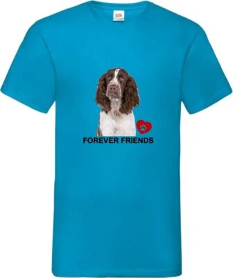 FRUIT OF THE LOOM Springer Spaniel Dog Pet Friend Heart Novelty T Shirt Various Colours And Sizes
