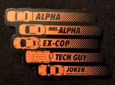 HOT ROD STICKER “5 CAR RACE” 2 1/2 X 1 3/4” GLOSSY 